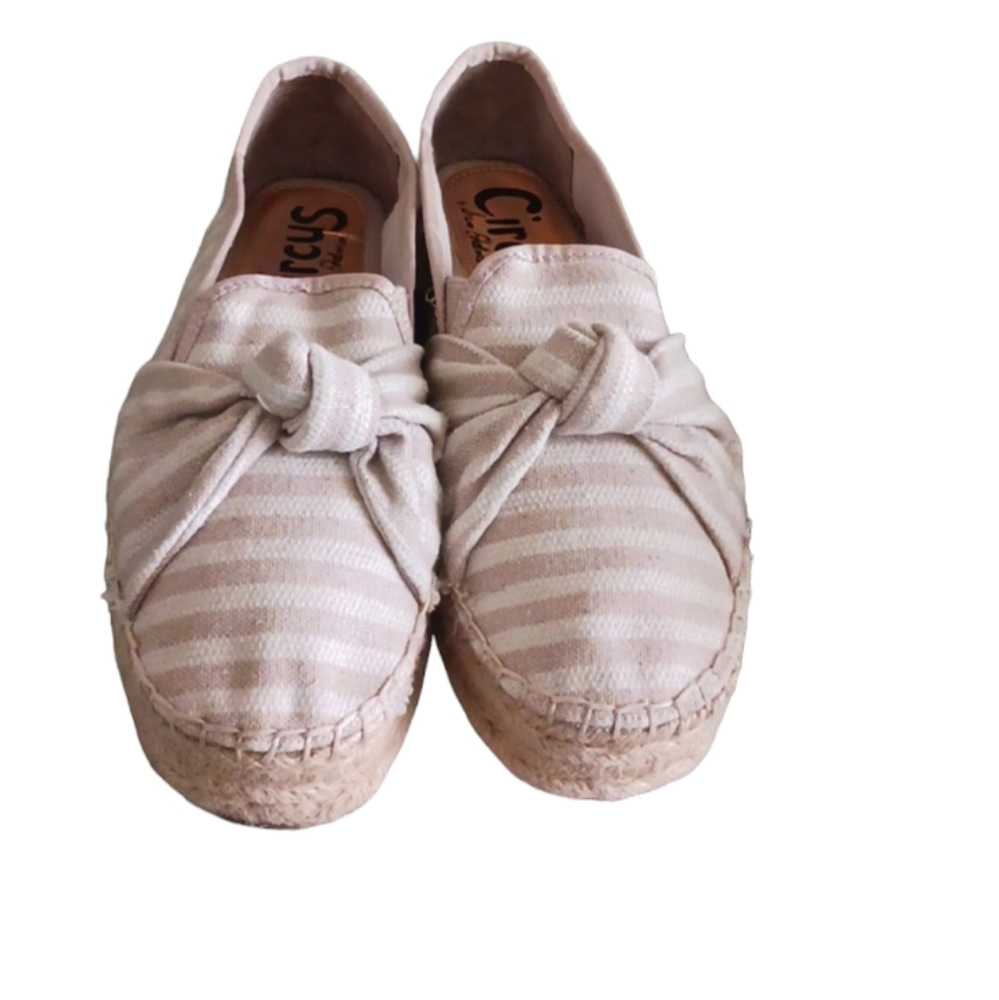 Circus Sam Edelman platform espadrille shoes slip-on striped beige cream 8.5
